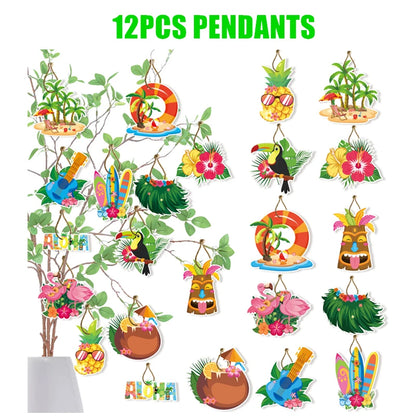 Hawaii Party Decorations Disposable Tableware Hawaii Summer Tropical Party Supplies Flamingo Aloha Birthday Party Decoration