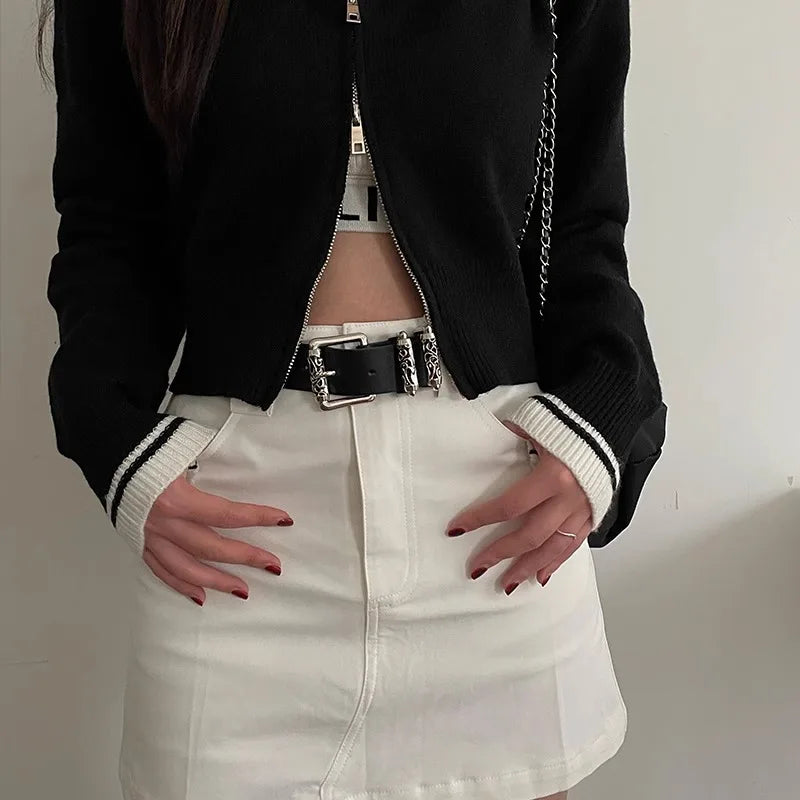 New retro Female Subculture Belt Punk Decorated Jeans Belt Personality Belt White Belt