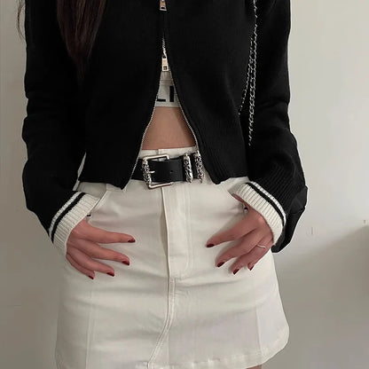 New retro Female Subculture Belt Punk Decorated Jeans Belt Personality Belt White Belt