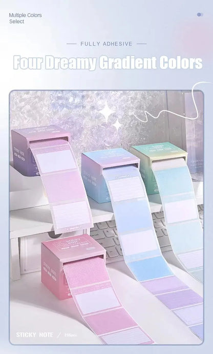 256pcs/Box Pull-out Sticky Notes Fully Adhesive Tearable Sticky Notes Stickers 8 Formats Ideal for Office Student and Home Use!