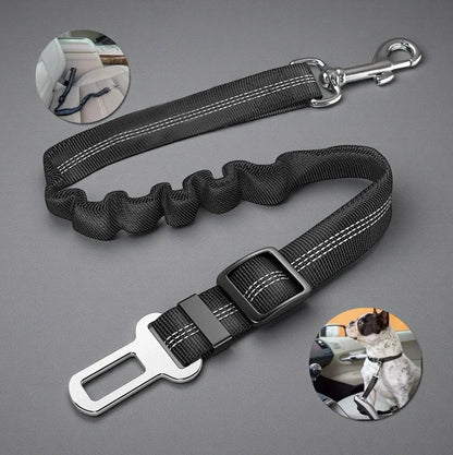Adjustable Dog Seat Belt - Reflective Nylon Safety Lead for Car Travel, Elastic Puppy Harness for Small/Large Dogs