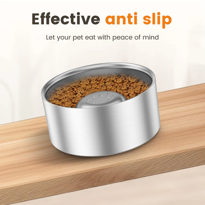 Stainless Steel Dog Slow Eating Bowl 60oz High-Capacity Practical Nonslip Pet Slow Food Bowl Easy To Clean for Home Pet
