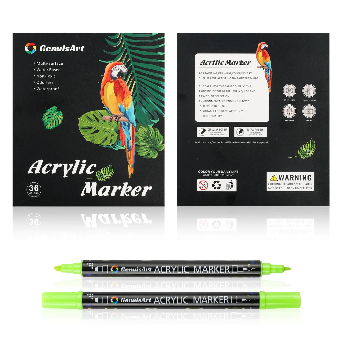 12/24/36/48/60/80 Colors Dual Tip Acrylic Paint Pens Markers Art Supplies for Wood, Rocks, Canvas, Glass, Ceramic, DIY, Graffiti