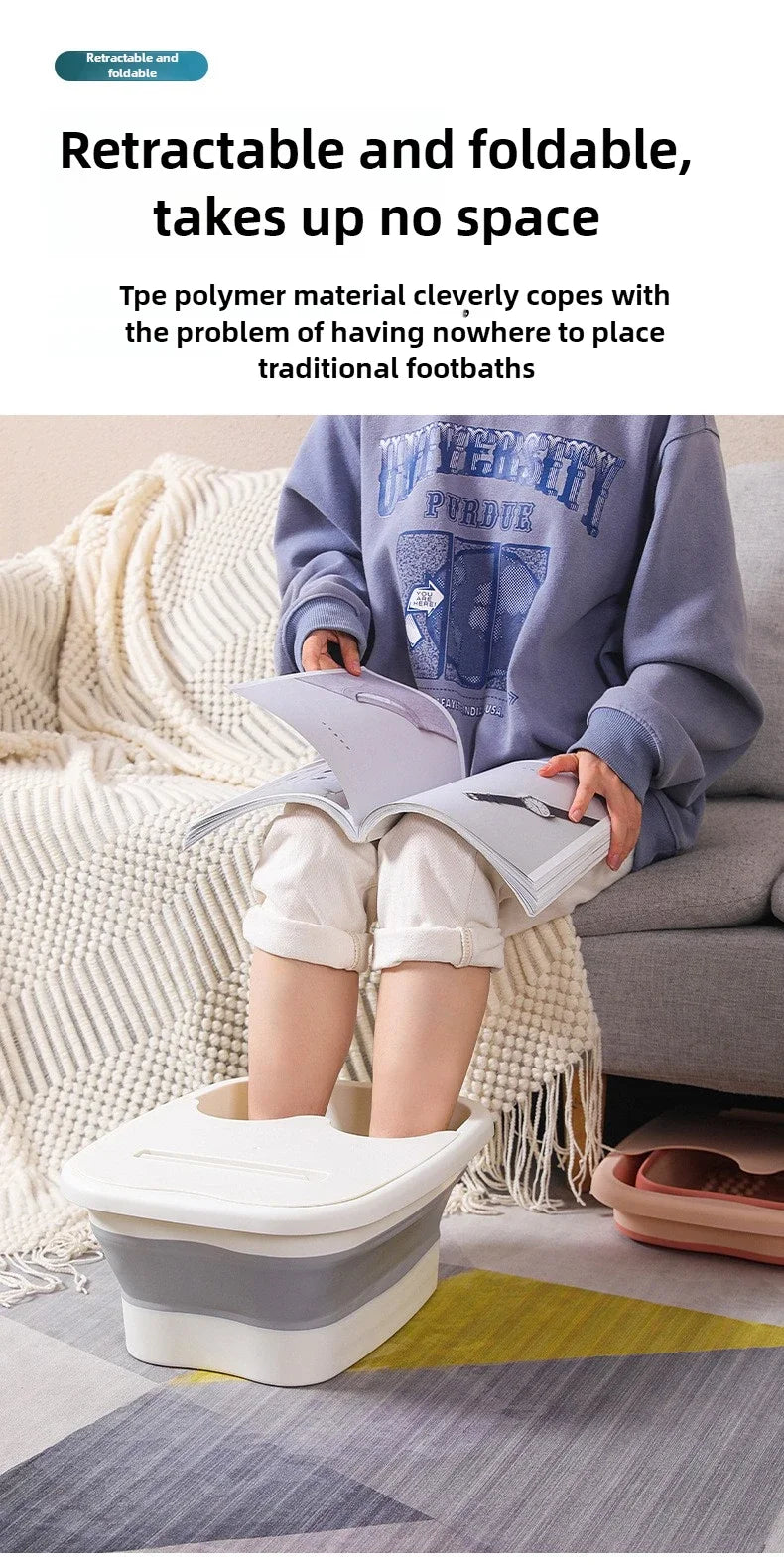 Foldable Footbath Massage Bucket Soaking Bucket Folding Basin Spa Foot Bath Bucket Household Sauna Bathtub Pedicure Bath Bathtub