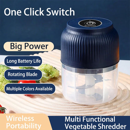 250ml Mini Wireless USB Rechargeable Electric Vegetable Chopper Garlic Crusher Food Chopper for Kitchen Gadgets for Garlic