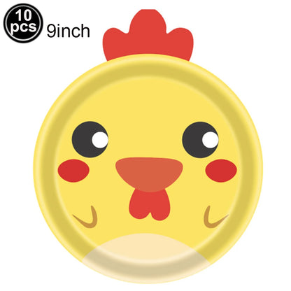 Farm Birthday Party Supplies Animal Farm Paper Plate Pig Sheep Chicken Horses Cows Shape Dinnerware Farm Animal Party Decoration