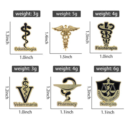 Veterinary Pharmacy Symbol Caduceus Snake Enamel Pins Odontologia Nutricao Fisioterapia Medical Health Badge Brooch Doctor Nurse