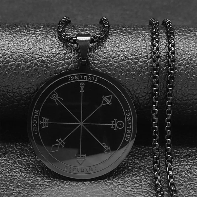 Talisman Protection Luck King Solomon Seal Necklace Stainless Steel Wealth Fortune Wheel Women Men Chain Jewelry salomon N3674