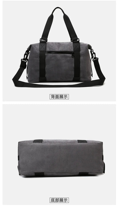 Men's Large Capacity Fashionable Short Distance Travel Totes New Suede Travel Handbag Women's Portable Sports and Fitness Bag