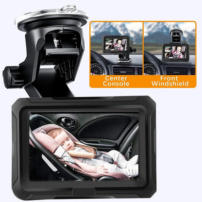 Car Rear View Monitor 4.3'' HD 1080P Screen Baby Car Mirror Adjustable Wide View Angle for Infants Kids Pets Night Vision Camera