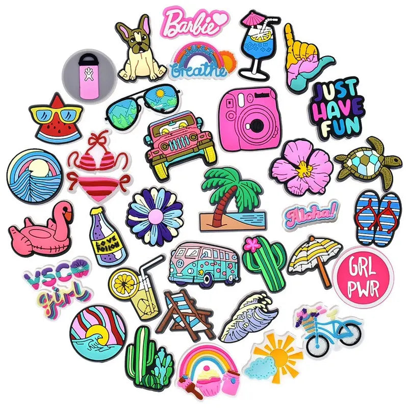 35/30 Pcs Shoe Charms for Crock Clogs Cute Cartoon Shoe Charms Lovely Shoe Accessories Summer Fashion Shoe Charms