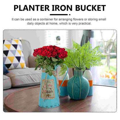 Tin Bucket Rustic Water Can Decor Decorative Toy Floral Containers Iron Farmhouse Retro Buckets