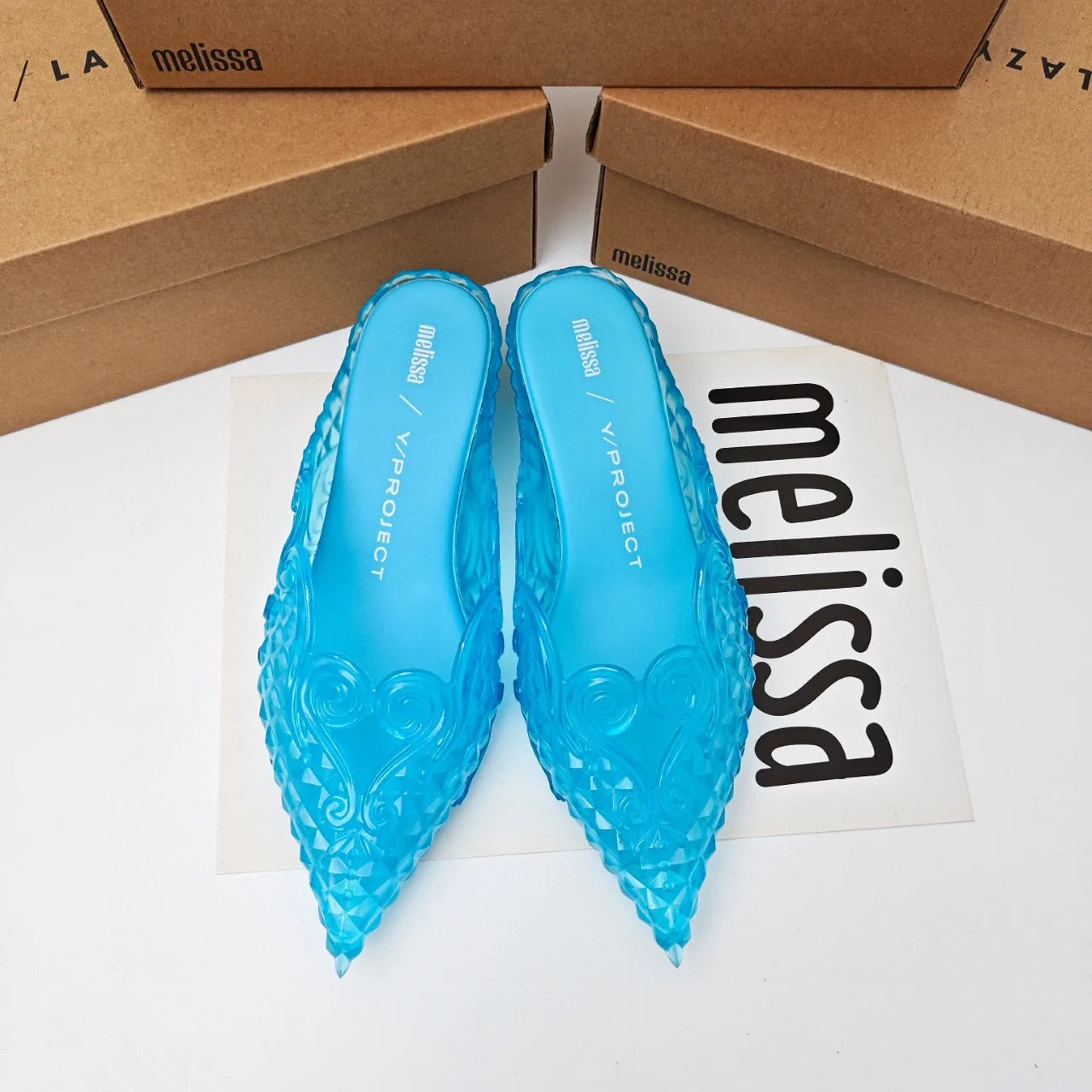 Women Sandals 2025 Spring Melissa Woman Slingback Shoes Fashion Ladies High Heels Elegant Med Heel Pointed Toe Slip on Sandal