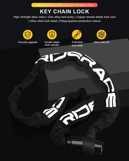 RIDERACE Bicycle Chain Lock Portable Anti-theft High Security MTB Mountain Bike Lock With 2 Keys For Scooter Electric E-Bike