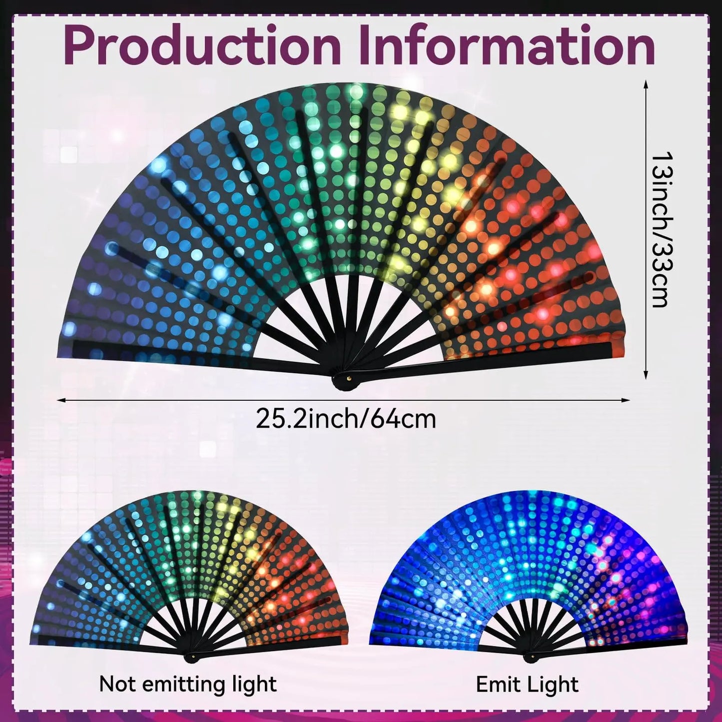 Rave Fan  Festival Fan Hand Fans Foldable Kung Fu Fan Large Phantom Clack Fan Folding Fans Craft Hand Fans for Party Line Dance