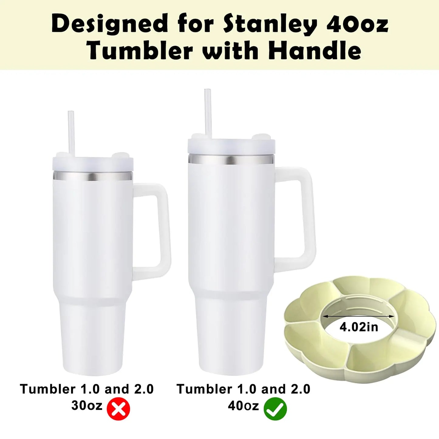 Reusable Silicone Snack Platters for Snack for Stanley Cup 40 Oz Tray Snack Divider Divided Container Food Tray Holder Outdoor