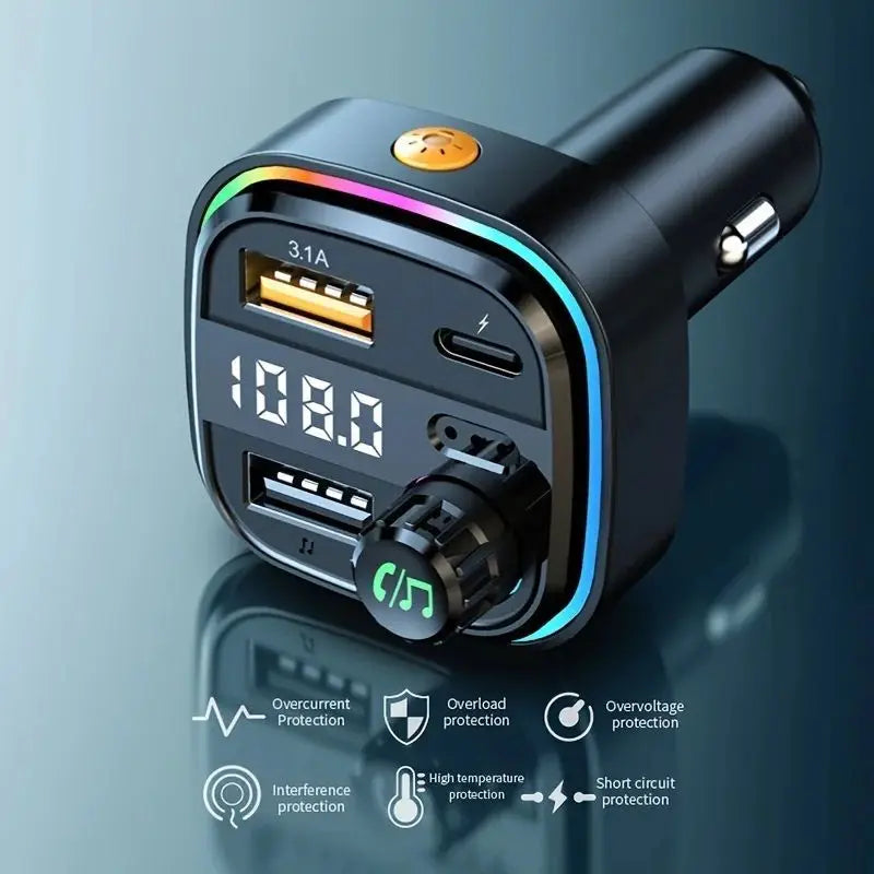 Bluetooth 5.0 FM Transmitter Handsfree Car Radio Modulator MP3 Player With 22.5W USB Super Quick Charge Adapter for Car