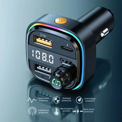 Bluetooth 5.0 FM Transmitter Handsfree Car Radio Modulator MP3 Player With 22.5W USB Super Quick Charge Adapter for Car
