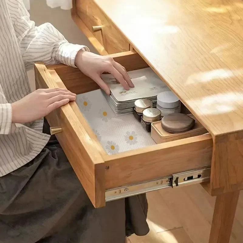 Non-Slip Drawer Mat Thicken Flower Pattern Shelf Cover Liners Waterproof Cabinet Pads EVA Placemat Table Fridge Pad Desk Covers