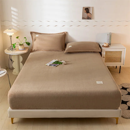 Velvet Thermal Mattress Cover, Plush Fabric Sheets For Winter, Bed Cover, Bed Sheets Set For Single Double King Queen Bed120x200