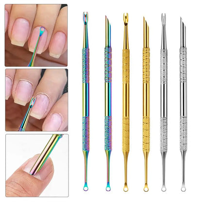 Pedicure Tool Double-Headed Nail Cuticle Pusher Polish Scraper Hook Type Dead Skin Remover Nail Care Stainless Steel