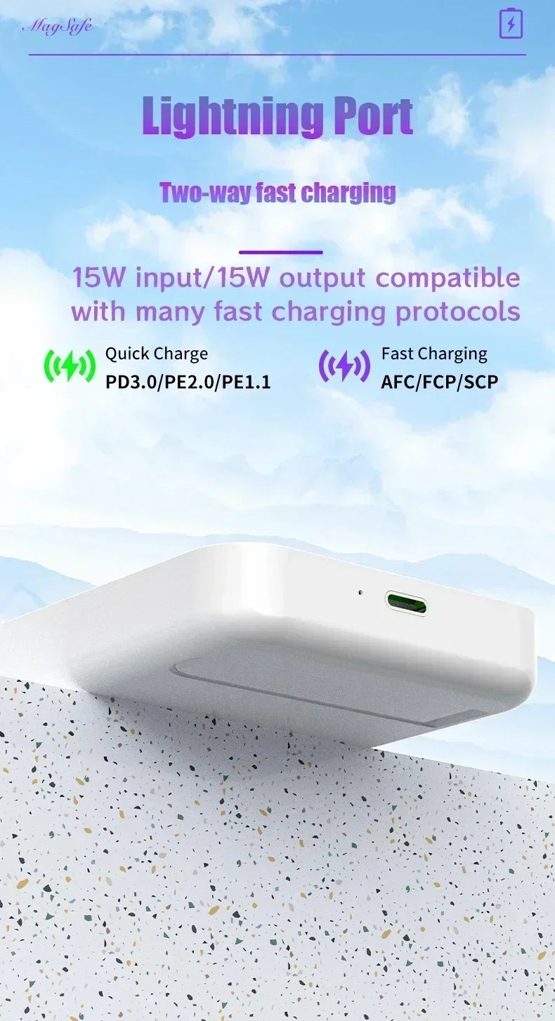 50000mAh Large Capacity Portable Magnetic Power Bank Wireless Charging Charger External Battery 20W PD Fast Charging for iPhone