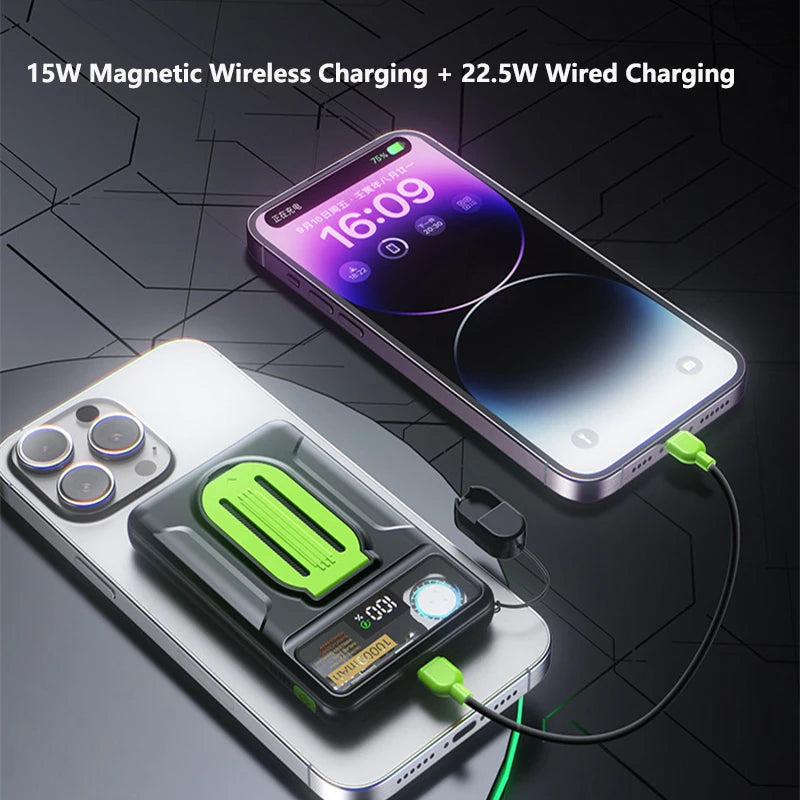 22.5W Magnetic Power Bank 30000mAh Wireless Fast Charging External Battery Turbine Coolingfor IPhone Xiaomi Magsafe Powerbank