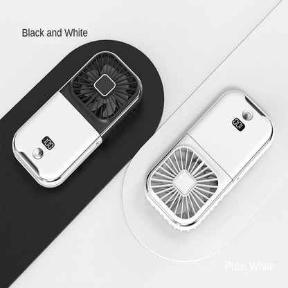 Folding handheld fan USB charging digital display outdoor mini neck hanging power bank fan，gift