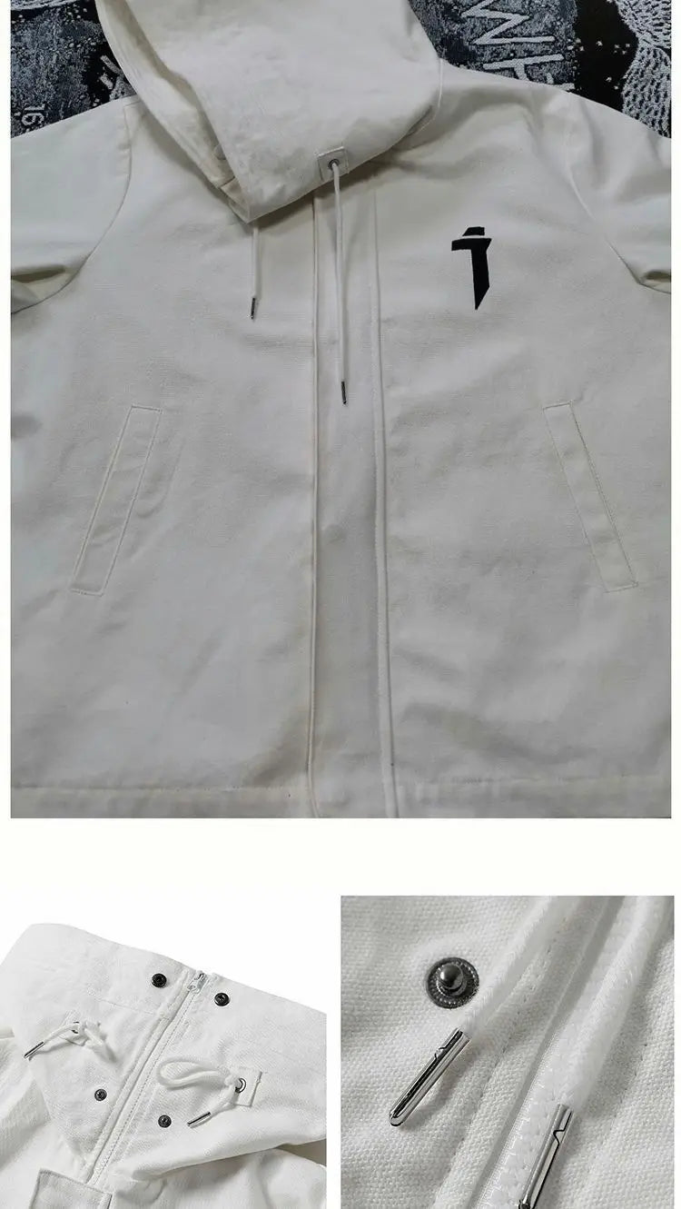 Oversize Jacket Trench Coat Men And Women Autumn Solid Japanese Fashion Vintage Casual High Street Hooded Functional Wind