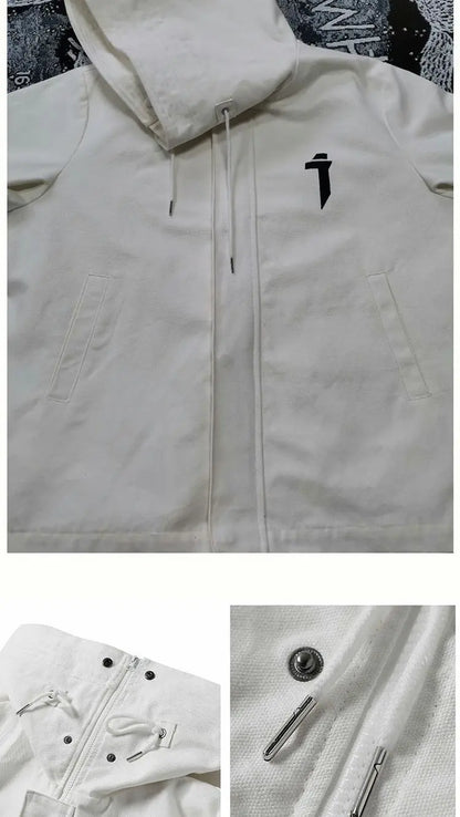 Oversize Jacket Trench Coat Men And Women Autumn Solid Japanese Fashion Vintage Casual High Street Hooded Functional Wind