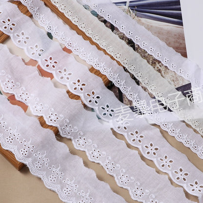 Beige White Floral Embroidery Cotton Lace Ribbon DIY Apparel Sewing & Fabric Handmade Crafts Material Lace Tape