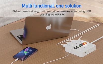 Australian plug power board 6/12 power sockets 6 USB (3A+3C) smart charging overload protection switch 1.8M extension cable