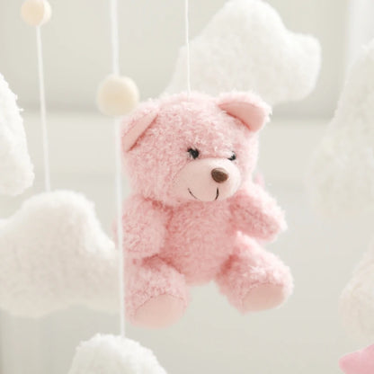 Baby Crib Mobile Rattle Toy 0-12Months Infant Soft Felt Teddy Velvet Pink Bear Bed Bell Hanging Toy Holder Bracket Crib Girl Toy