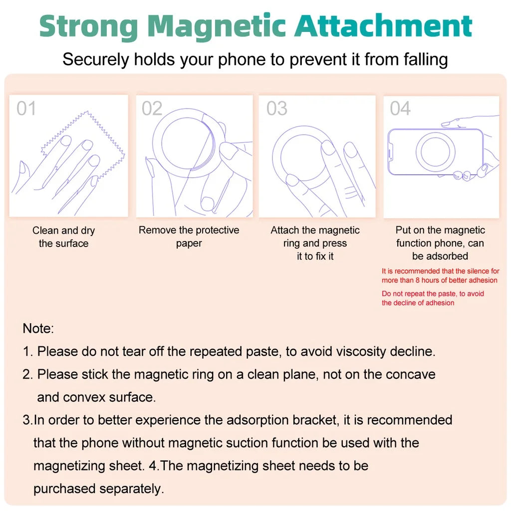 Magnetic Phone Holder For iPhone 15 14 13 12 Pro Max Magnet Ring Mount For Magsafe Smartphone Holder Stand for Wall Kitchen Car