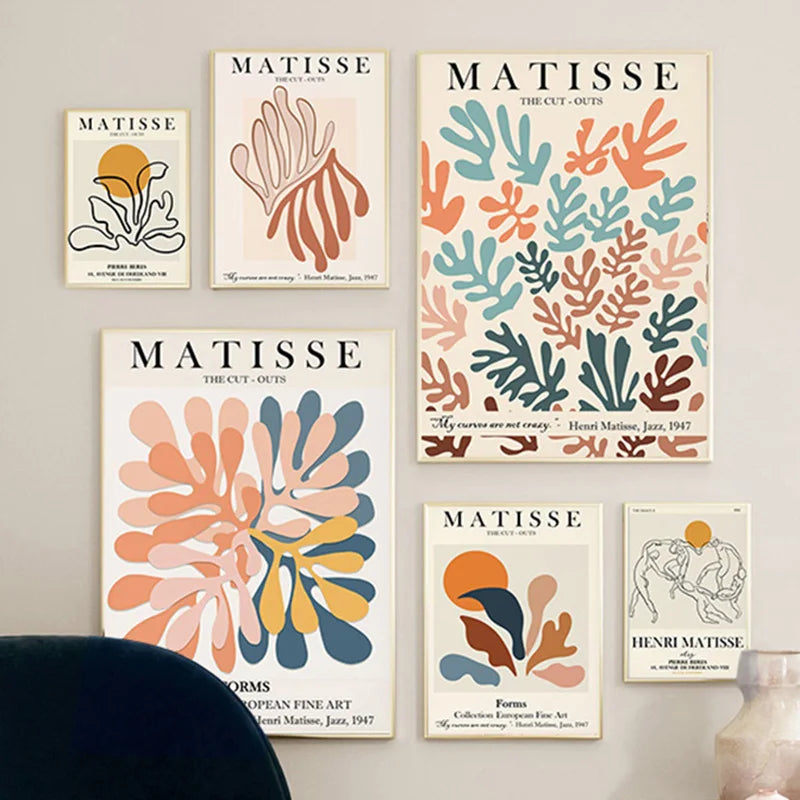 Abstract Wall Art Matisse Poster Line Face Coral Leaves Posters and Prints Canvas Paintings for Interior Pictures Room Art Decor
