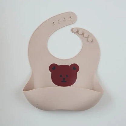 Baby silicone bib, bear bib, baby eating, children's complementary food, saliva bib, waterproof saliva towel