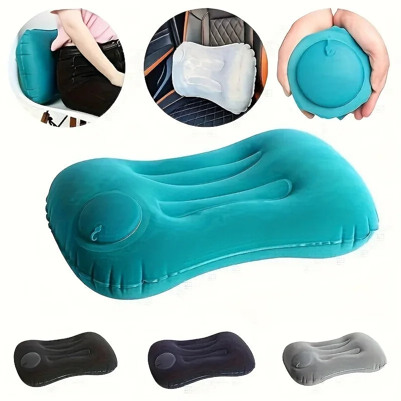 1PC Portable Inflatable Travel Neck Pillow, Waist Pillow, Foldable Travel Essentials, Providing Lumbar and Neck Support