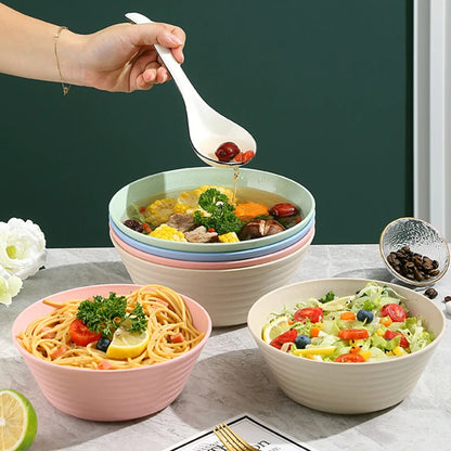 Reusable Cereal Bowls Environmental Wheat Straw Soup Bowls Lightweight Food Grade Plastic Rice Salad Bowl Dinnerware