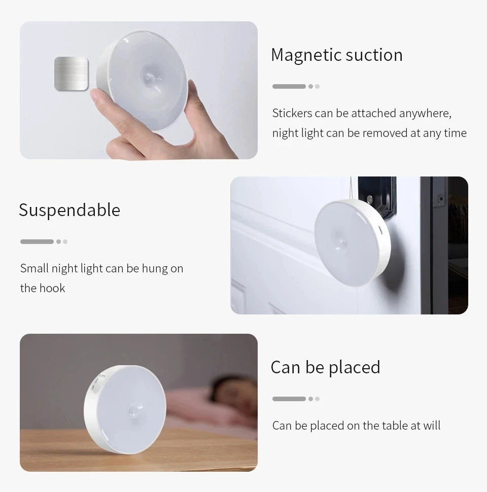 Smart Motion Sensor Light Usb Rechargeable Cabinet Lights Warm Light White Light For Kitchen Stairs Hallway Closet Bedroom Lamp