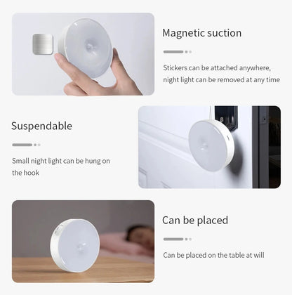 Smart Motion Sensor Light Usb Rechargeable Cabinet Lights Warm Light White Light For Kitchen Stairs Hallway Closet Bedroom Lamp