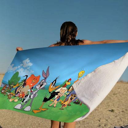 L-Looney-Tunes Beach Towel Cartoon Cute Summer Kids Large Bath Pool Beach Towel Microfiber Absorbent For Swimming Travel