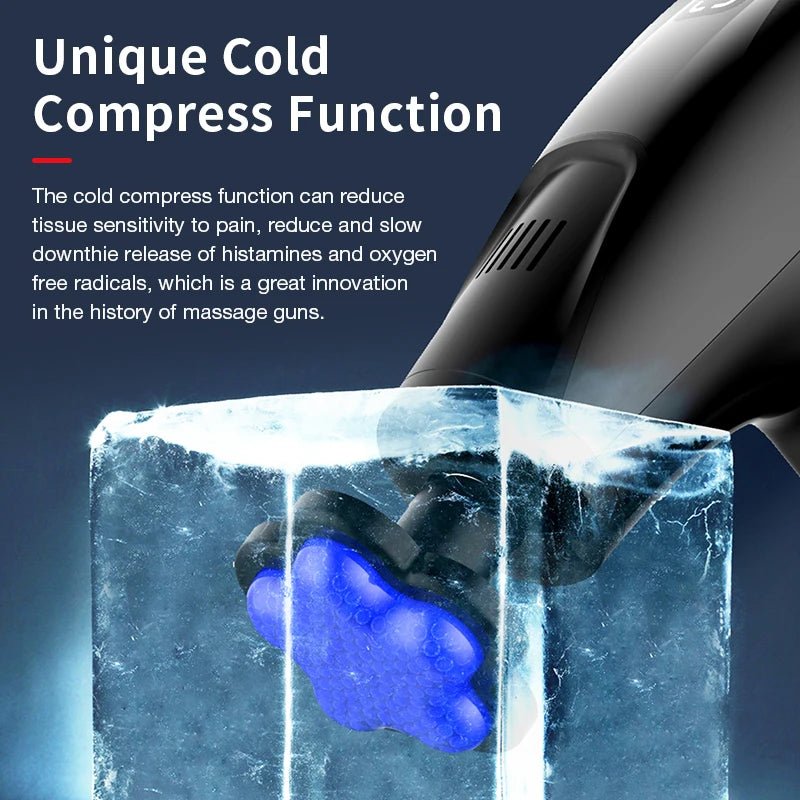 Portable Cold Compress Electric Percussion Massage Gun for Body Neck Back Leg Deep Tissue Muscle Relaxation Fascia Gun
