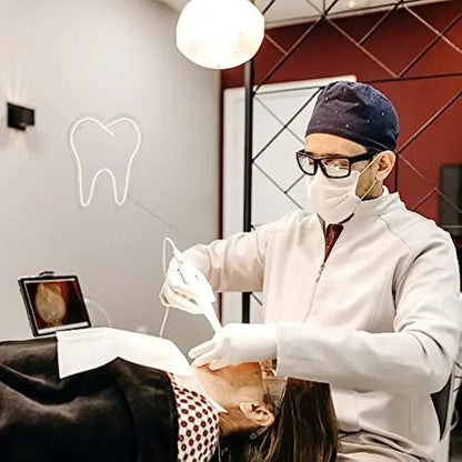 Tooth Neon Sign Teeth Sign LED Neon Light Sign Dental Office Decor Wall Hangings Large Led Neon Lights Dentistry Wall Decoration