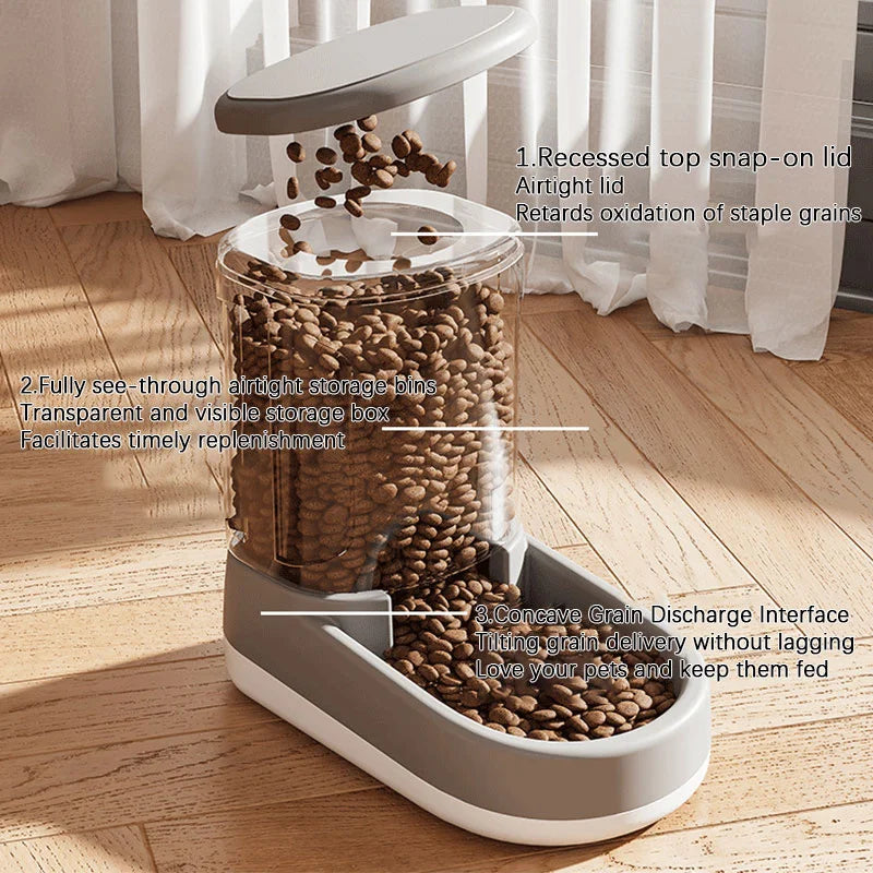 Automatic Pet Feeder Water Dispenser Dog Cat Gravity Food Water Dispenser With Pet Food Bowl Large Capacity