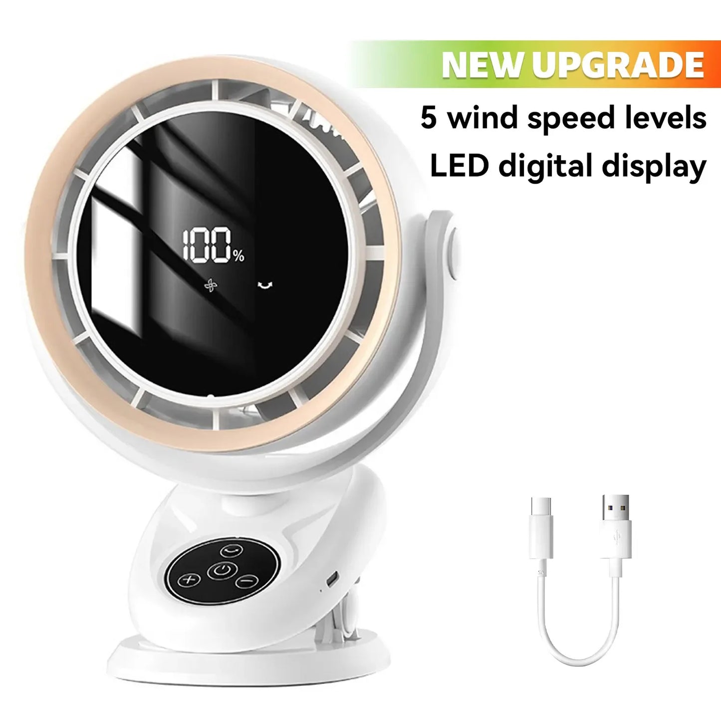 Car Fan Camping Fan 5-Speeds Electric Air Circulator Ceiling Fan Ultra-quiet Clip-on Fan Household Outdoor Cooling Ventilador