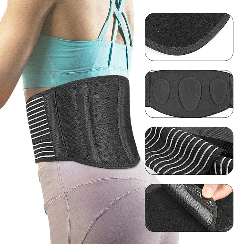 Breathable Back Brace for Lower Back Pain - Lumbar Support Belt w/ Pad for Men & Women - Sports & Work Support"