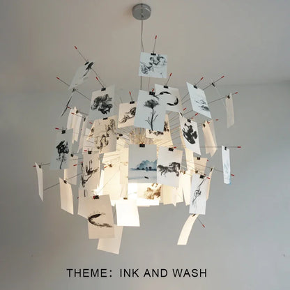 home decor Living room paper pendant lamp Zettel art DIY album card chandelier  creative room decorative led lights