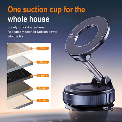 Magnetic Car Mount Mobile Phone Holder Vacuum Adsorption 360° Rotation Super Strong Suction Bracket For IPhone 16 15 Smartphone