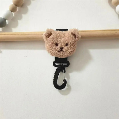 Universal Cute Embroidery Plush Sliding-proof Stroller Hooks Bag Hanging Hook Stroller Accessory Baby Stroller Organizer Hook