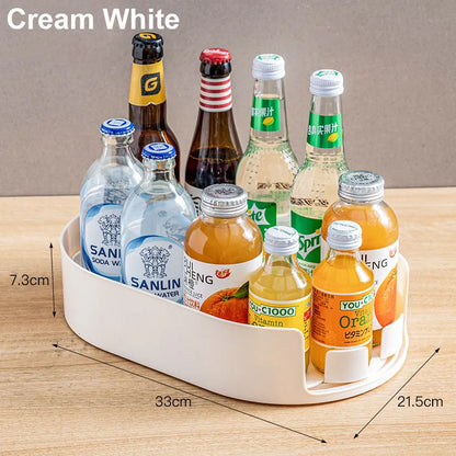 360° Turntable Refrigerator Organizer and Storage Tray for Fridge Rectangular Fridge Organizer Beverage Cans Bins Spice Rack